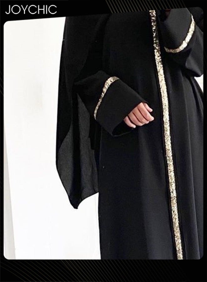 Joychic Women Chiffon Abaya Muslim Prayer Clothes Islamic Maxi Kaftan Elegant Loose Cardigan Islamic Kaftan - Image 2