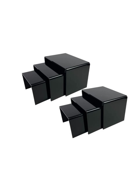 CREATIVE PLANET Black Acrylic Display Riser - Heavy Duty Stand for Figurines, Pastry, Cake, Dessert - Table Decorations - Pack of 2 (Square - 3", 4", 5")