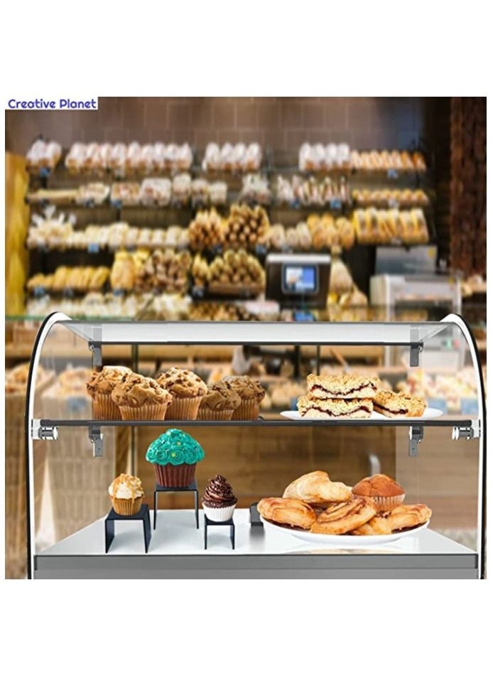 CREATIVE PLANET Black Acrylic Display Riser - Heavy Duty Stand for Figurines, Pastry, Cake, Dessert - Table Decorations - Pack of 2 (Square - 3", 4", 5")