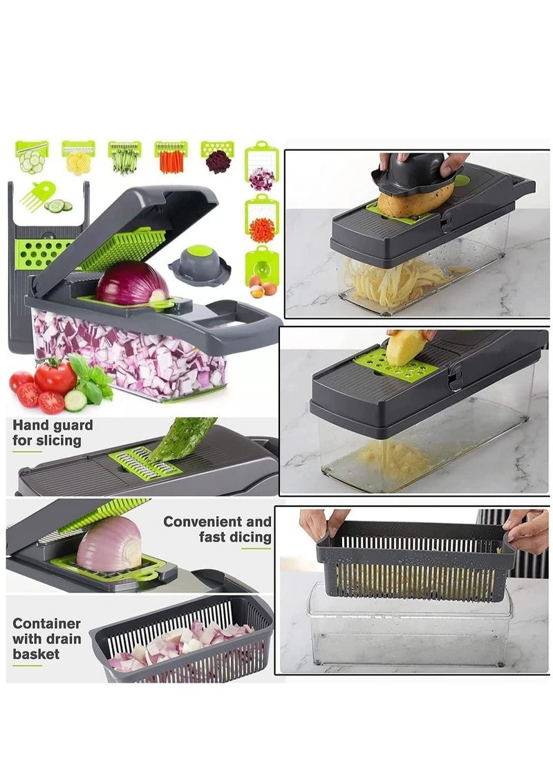 Raxoom Mandoline Slicer with Colander Basket and Container Vegetable Chopper with 7 Interchangeable Blades l Durable Cutter Chopper Slicer and Grater - Image 2