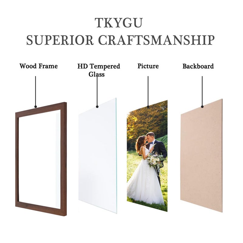TKYGU 5x7 Picture Frames Brown Woodgrain Made of Real Glass for 5x7 Rustic Natural Wood Frames Set of 3  Poster/Art Frames Wall Tabletop Display Gallery Family Memorial Pic Frame Gift - Image 3