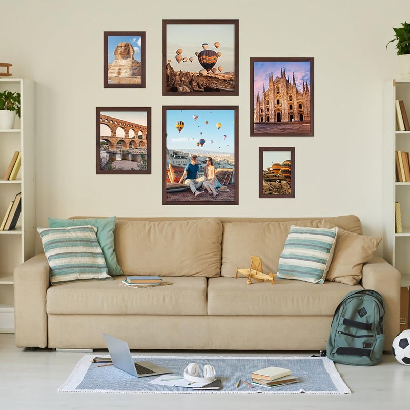 TKYGU 5x7 Picture Frames Brown Woodgrain Made of Real Glass for 5x7 Rustic Natural Wood Frames Set of 3  Poster/Art Frames Wall Tabletop Display Gallery Family Memorial Pic Frame Gift - Image 4