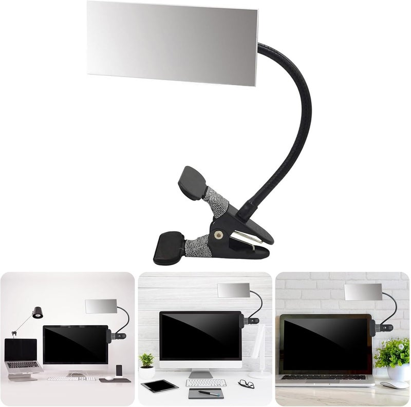 Flexible Rectangle/Round Makeup Mirrored with Adjustable Clip for Personally and Desk Rear View Observation Mirrored - Image 2