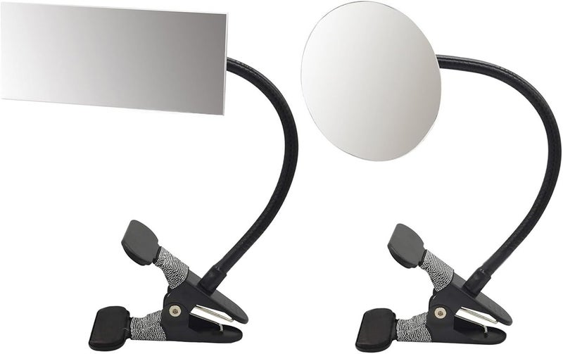 Flexible Rectangle/Round Makeup Mirrored with Adjustable Clip for Personally and Desk Rear View Observation Mirrored - Image 5