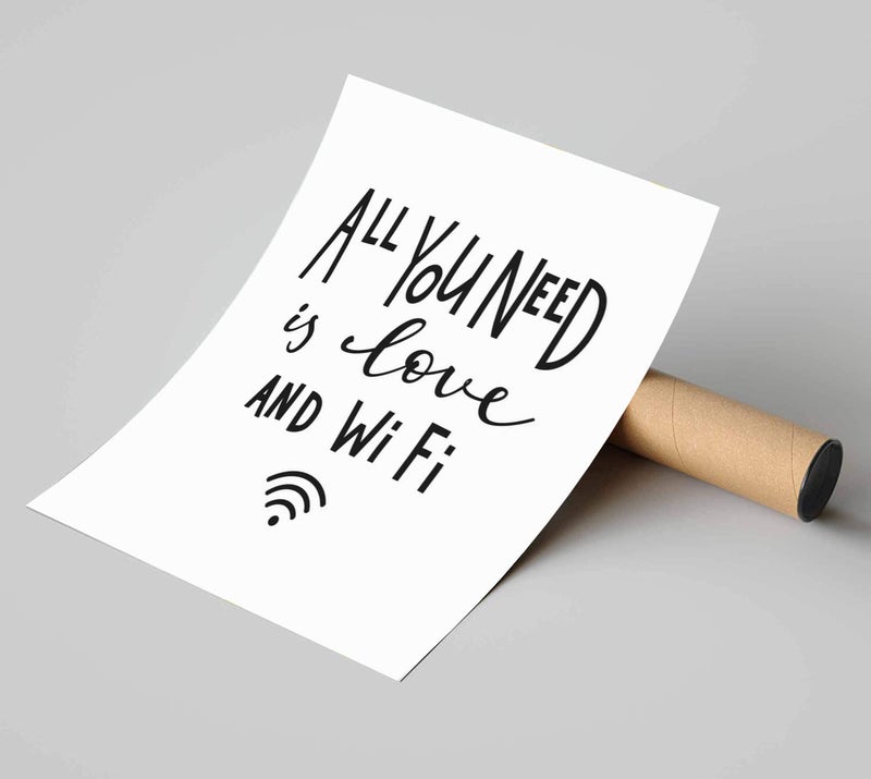 5 Ace all you need is love and wi fi Wall Sticker Poster|size:12x18|multicolor - Image 1