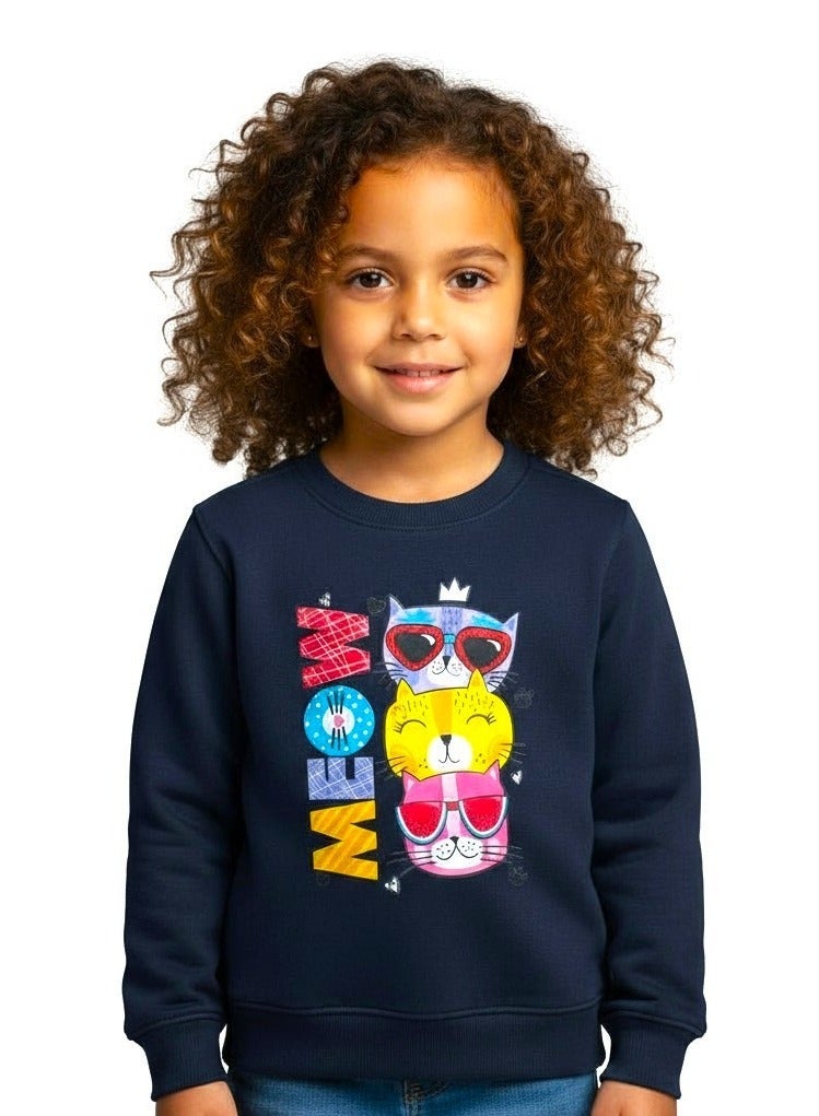 بيبي كو سويت شيرت ميلتون أزرق ركحلي بناتي قطط - Image 1