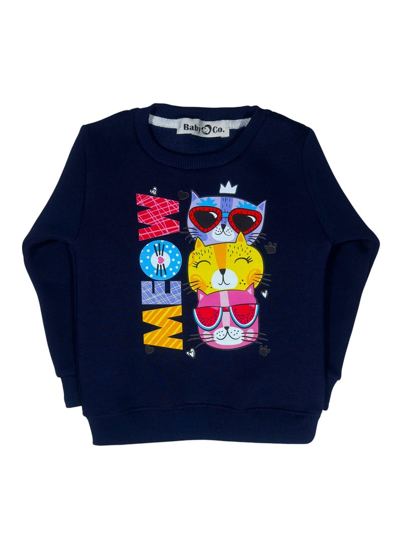 بيبي كو سويت شيرت ميلتون أزرق ركحلي بناتي قطط - Image 2