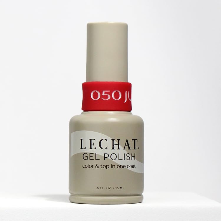 LECHAT Gel Polish - Julia, Color and Top in One Coat, Shiny Long-Wear, Deep Red Gel Polish - Image 1