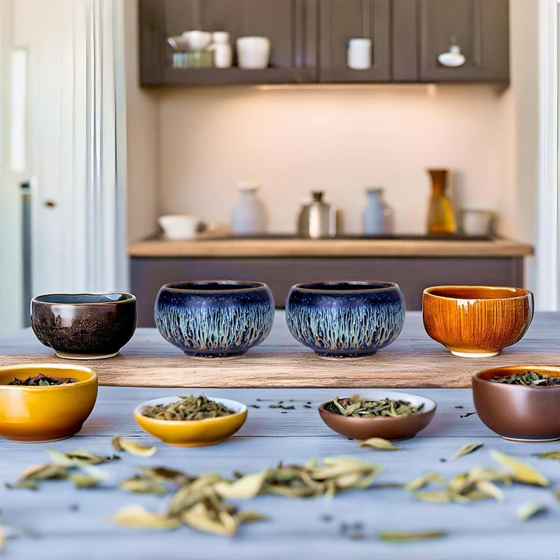 CmengAo Tenmokus Tea Cups Jianzhan Ceramic Teacup Traditional Chinese Tea Cups Set of 2 Starry Sky Glaze Porcelain Tea Bowls for Tea and Coffee 44 OZ - Image 3