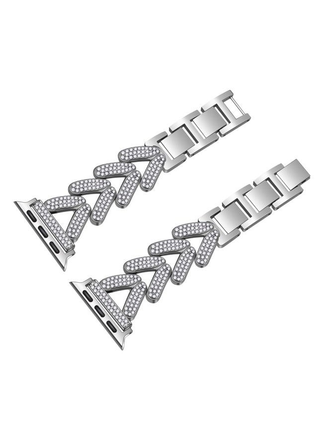 Juntan Compatible with Apple Watch Band 38mm 40mm 41mm 42mm 44mm 45mm, Bring Diamond Watch Bracelet Replacement for iWatch Bands Series 8 7 6 5 4 3 2 1 SE Womens Slim Metal Watch Strap - Image 5