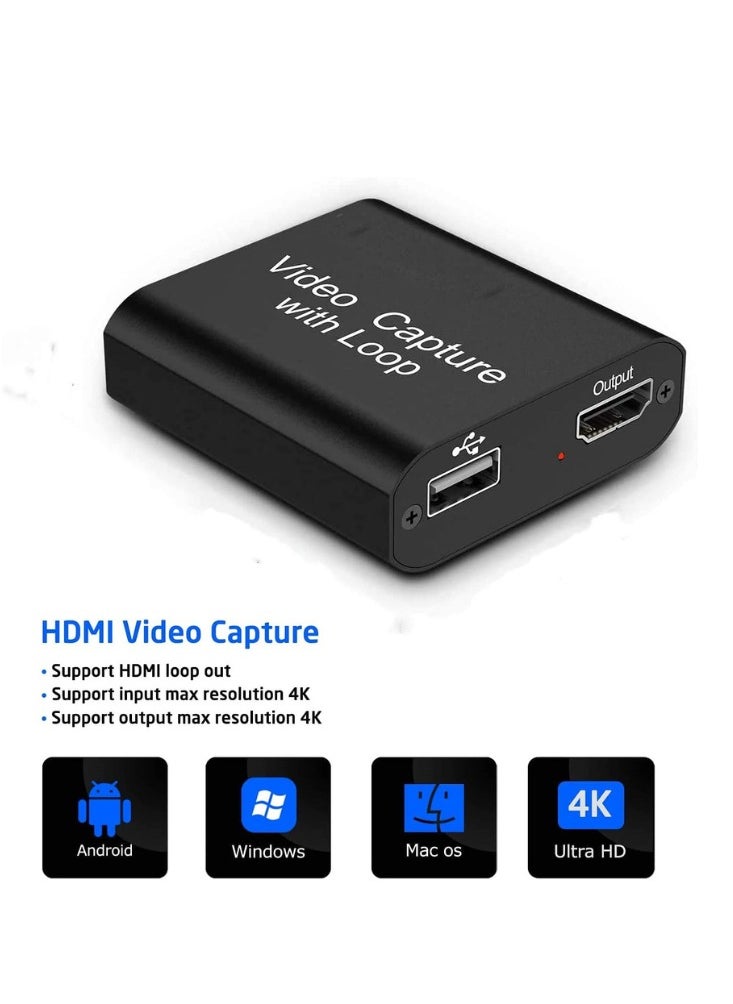 Generic - 4K HDMI Video Capture Card with Loop Out - 1080P HD Game Capture for Live Streaming & Conference - Image 1