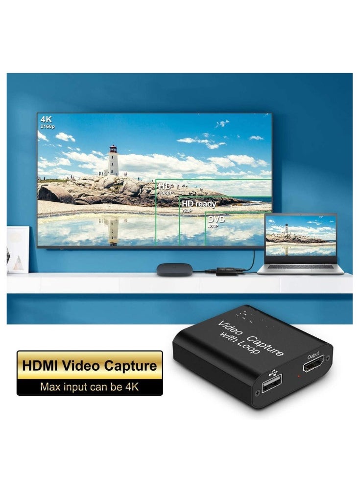 Generic - 4K HDMI Video Capture Card with Loop Out - 1080P HD Game Capture for Live Streaming & Conference - Image 1