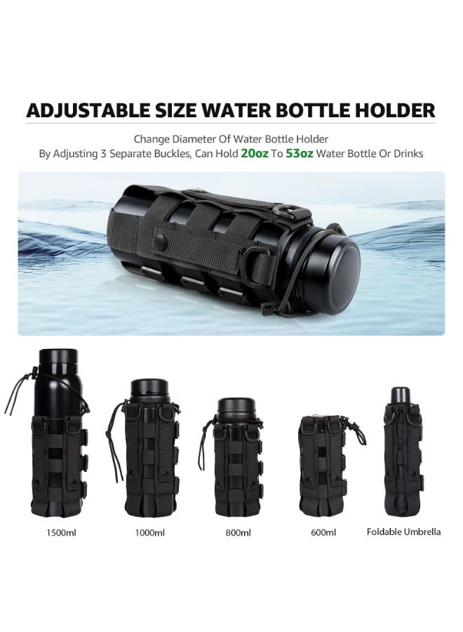 KISSUN Adjustable Water Bottle Holder Pouch with Belt - Fits 20 Oz to 53 Oz Bottles - Carrier Bag for Backpack, Hiking & Travel - Image 4