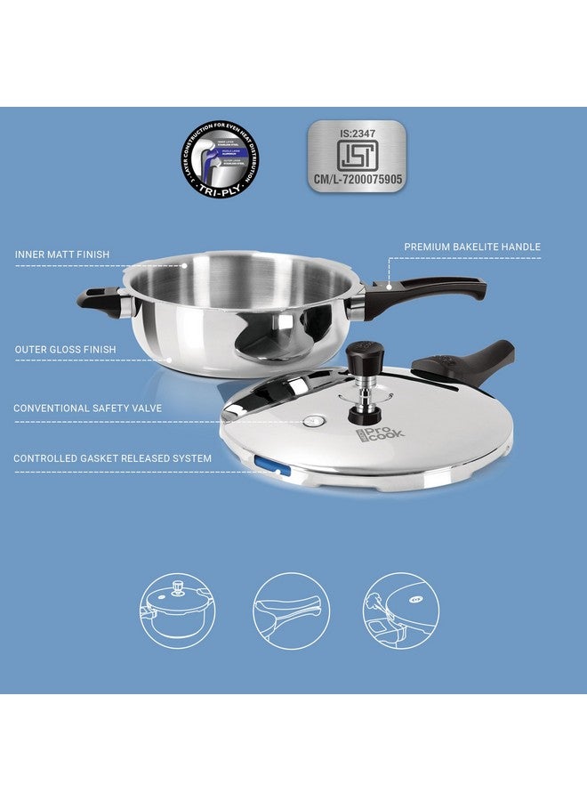 MILTON Pro cook Milton Pro Cook Pressure Cooker Triply Stainless-Steel Deep Pan with Outer Lid, 4.5 Litres, Induction Bottom and Gas Stove Compatible, 5 Years Warranty, Silver  - Image 4