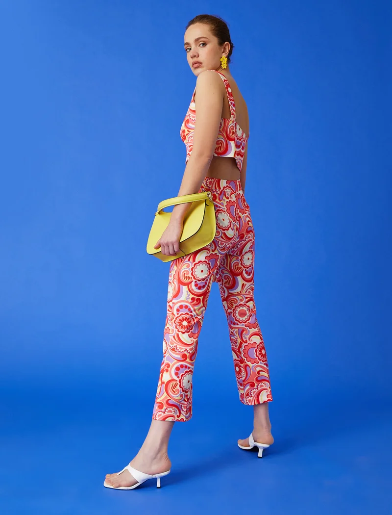كوتون Crop Floral Printed Trousers