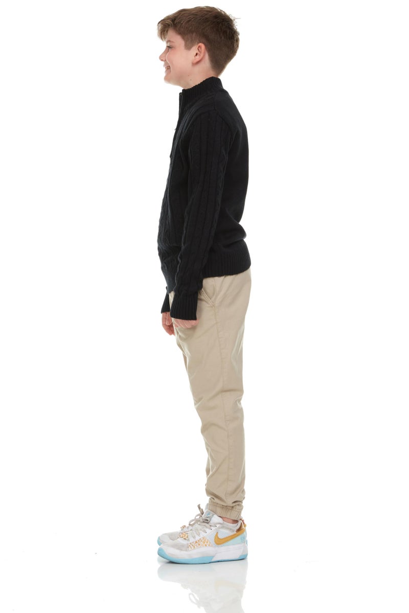 Sezzit Boys Quarter Zip Cable Knit Sweater â€“ Classic Warm Pullover for Kids.Perfect for School, Chirtmas, Fall and Winter. Black, Navy, Red - Image 3