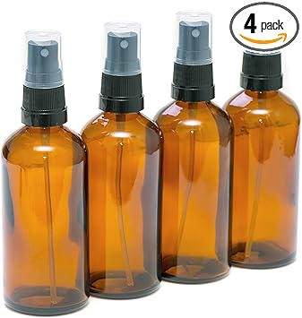 AURA PACK of 4100ml AMBER GLASS Bottles with Black ATOMISER Sprays Essential OilAromatherapy Use - Image 1