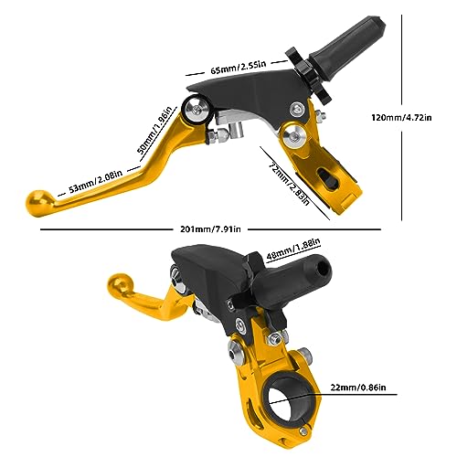 PRO CAKEN 78 22mm Universal Motorcycle Aluminum 360 Alloy Foldable Clutch Handle Motorcycle Clutch Handle with Mounting Seat for Motorcycle Street Sport Dirt Pit Mini Bikes Scooter ATVGold - Image 3
