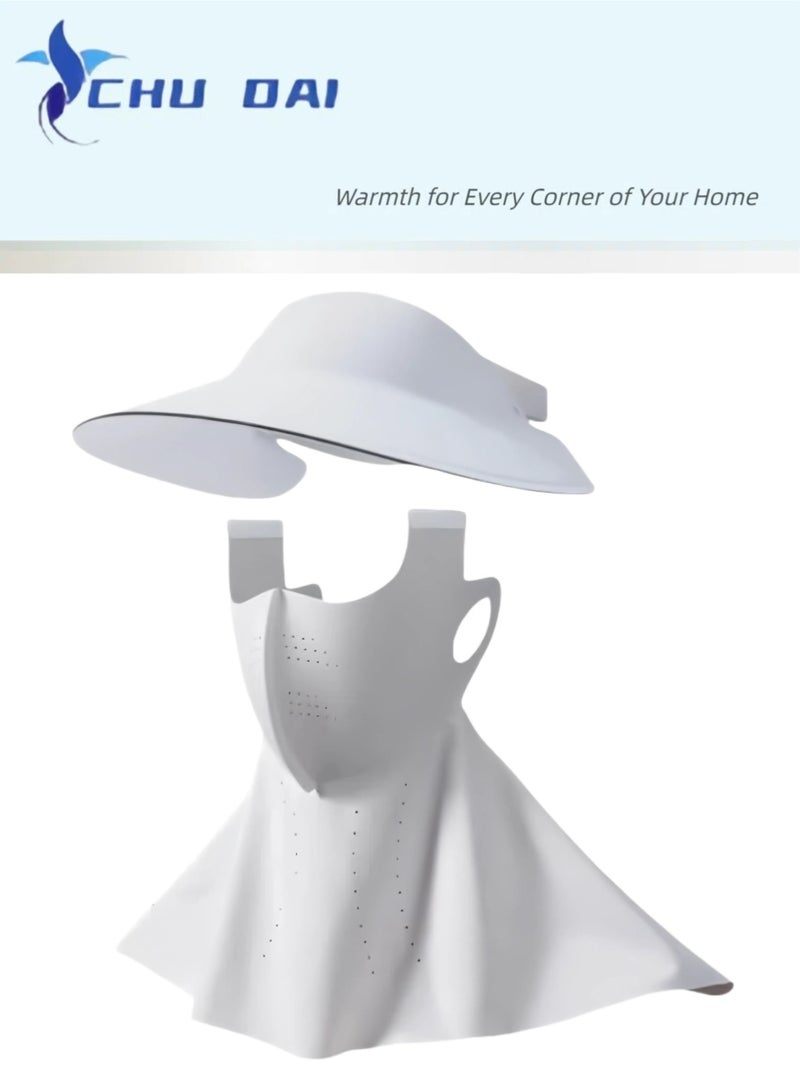 CHU DAI UV Face Cover UPF 50+ Women Summer Face Covering Detachable All-in-one Sun Hat Outdoor Cycling Hiking(light grey) - Image 1