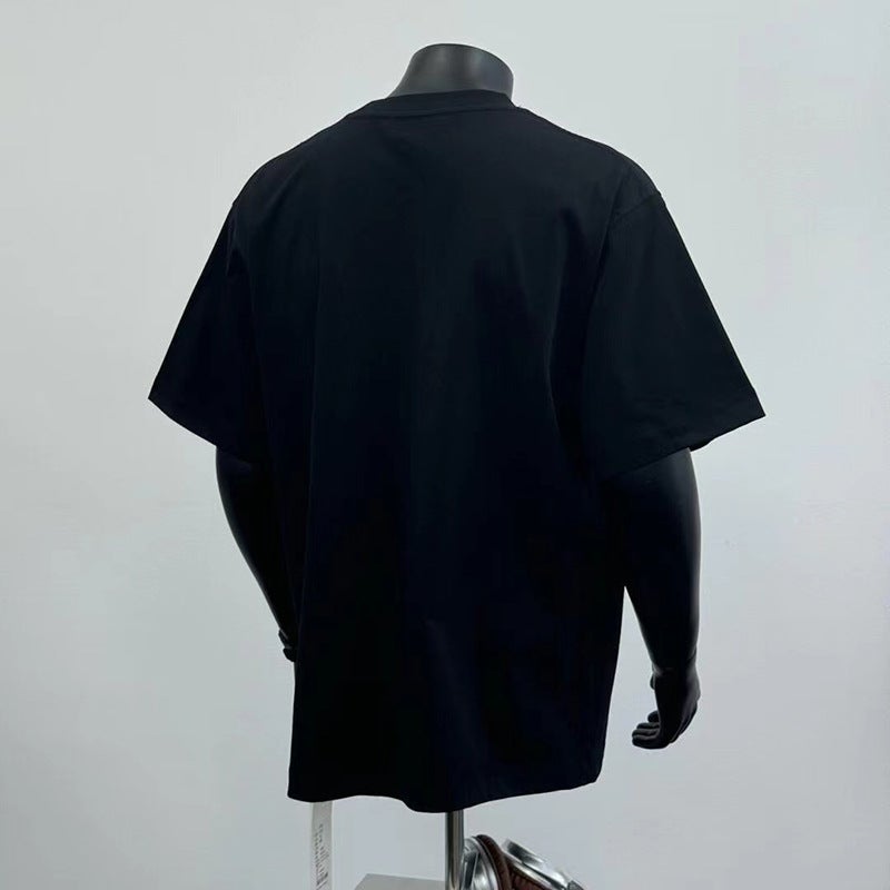 Summer Heavy Trendy Crewneck Short-Sleeved T-Shirt Unisex Loose Oversize Shoulder Instagram Style All-Match Top - Image 5