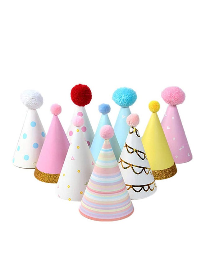 Loquat 10-Piece Birthday Party Paper Cone Hats - Image 1