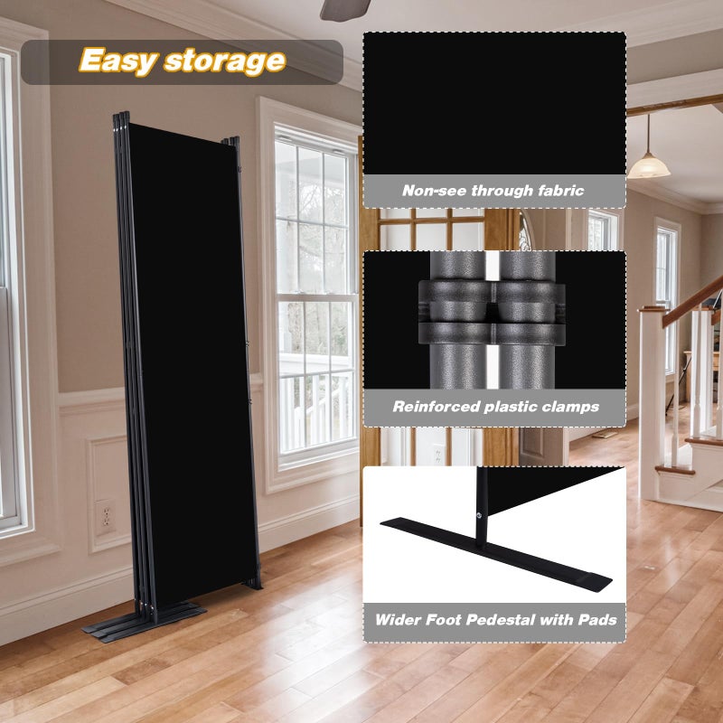 CHOSENM Room Divider, 4 Panel Folding Privacy Screens with Wider Feet, 6 Ft Portable Room Partition for Room Separator, Room Divider Panel 88" W X 71" H, Partition Room Dividers Freestandingï¼ŒBlack - Image 4