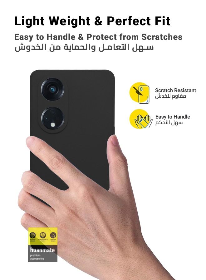 huanmate غطاء سيليكون أنيق لهاتف Oppo Reno8 T 5G أسود - Image 3