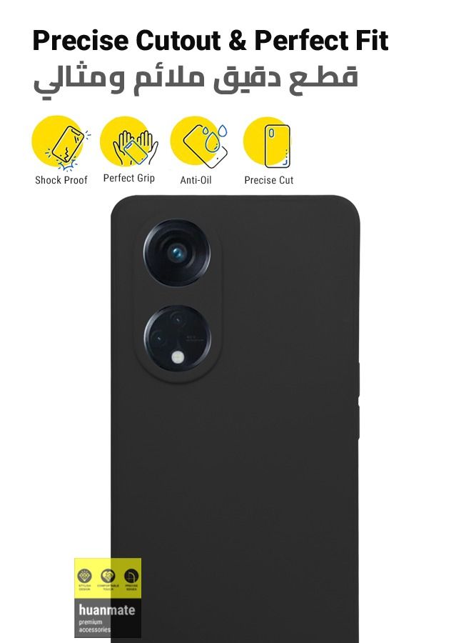 huanmate غطاء سيليكون أنيق لهاتف Oppo Reno8 T 5G أسود - Image 2