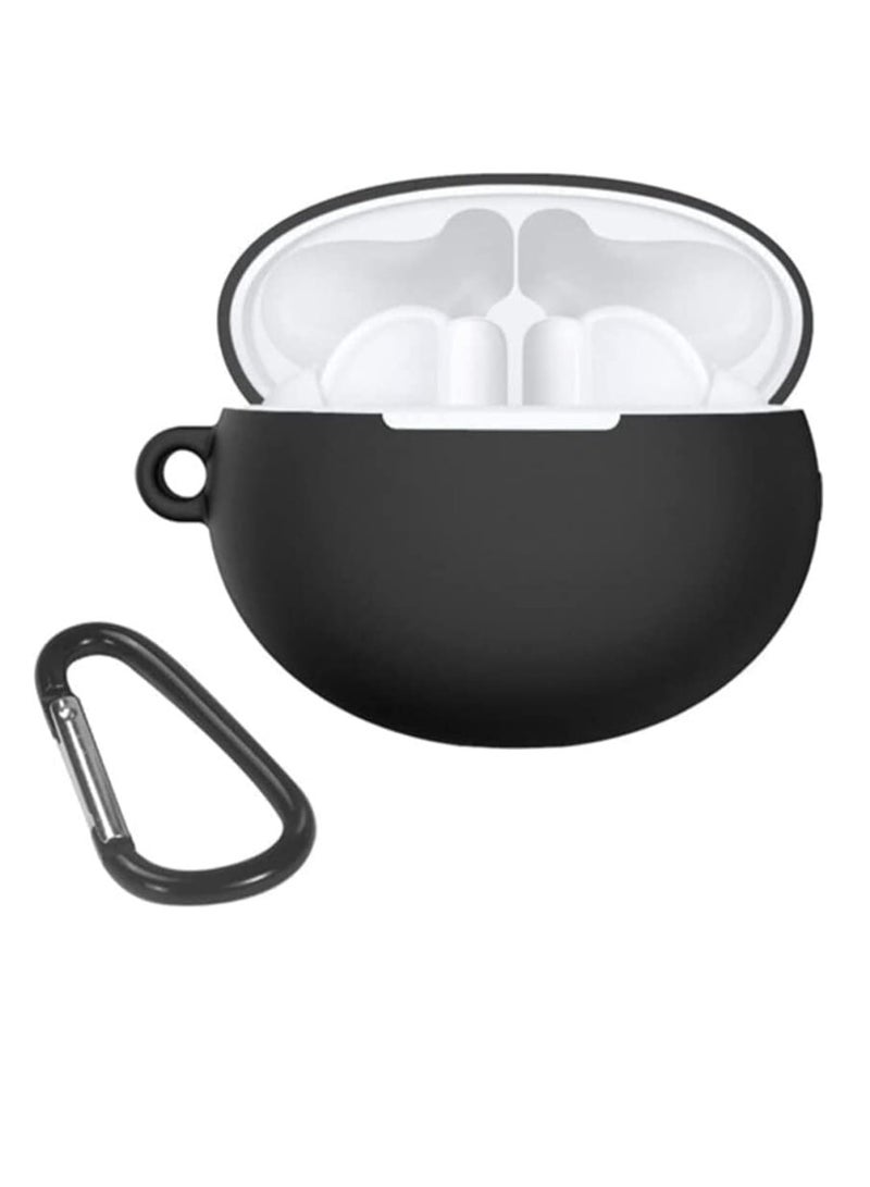 Silicone Case Compatible with Huawei FreeBuds 5i/6i/ Earbuds, Soft Silicone Protective Case Cover, Shockproof Sleeve with Carabiner (Black) - Image 1