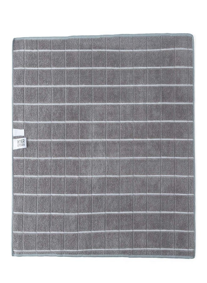 HYER KITCHEN Microfiber Dish Towels - Soft, Super Absorbent and Lint Free Kitchen Towels - 8 Pack (Lattice Designed Gray Colors) - 26 x 18 Inch - Image 3