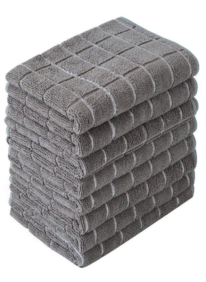HYER KITCHEN Microfiber Dish Towels - Soft, Super Absorbent and Lint Free Kitchen Towels - 8 Pack (Lattice Designed Gray Colors) - 26 x 18 Inch - Image 1