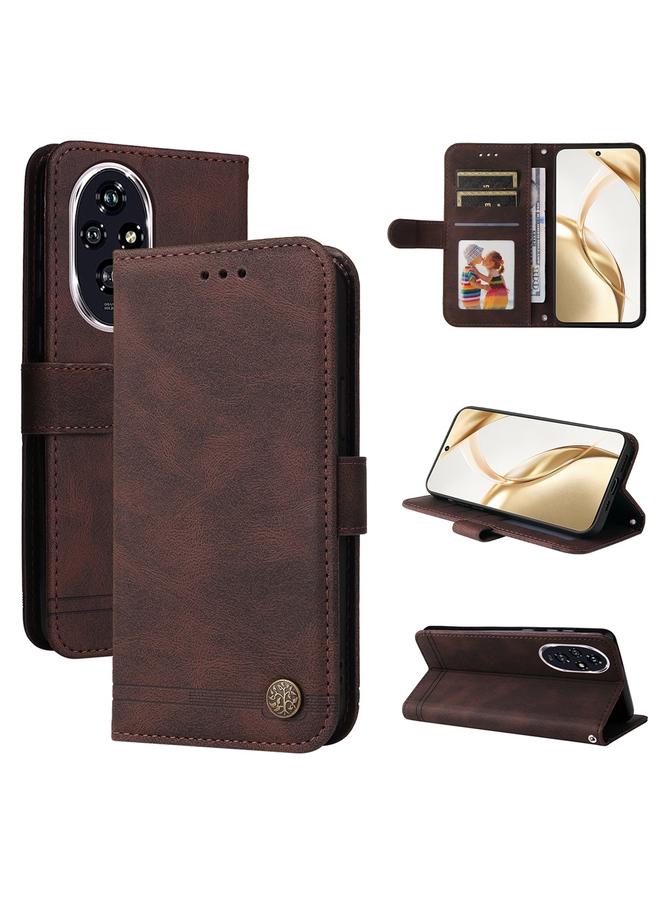 S-TOP Case For Honor 200 Skin Feel Life Tree Metal Button Leather Phone Case - Image 1