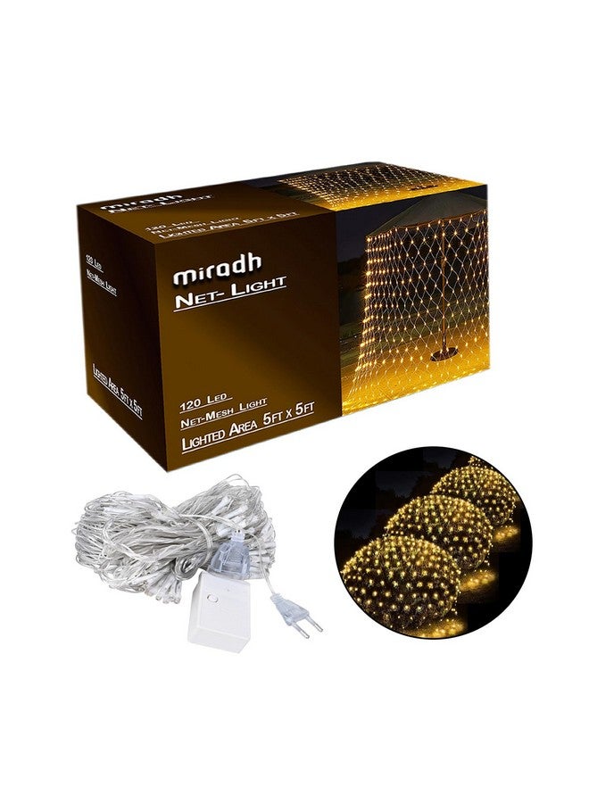 MIRADH Led Net Mesh String Lights - Diwali Lights for Decoration for Home Diwali Lights for Home Decoration led Lights ganpati Decoration Items for Home 5ft x 5ft 120 LEDs (8 Mode Warm-White) - Image 1