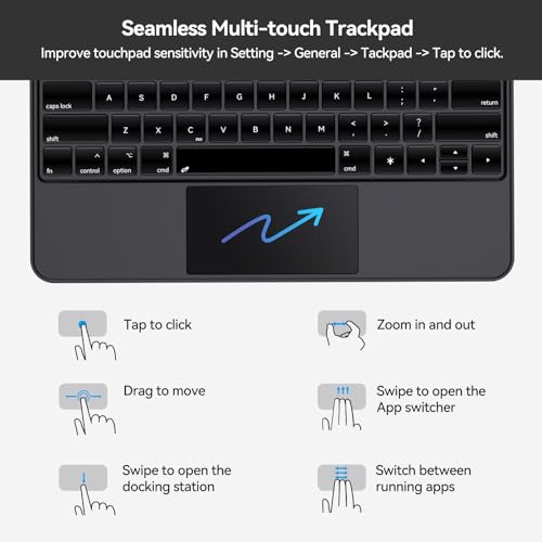 AUSDOM iPad Air 13 Inch Case Keyboard (M3/M2, 2025/2024) & iPad Pro 12.9 inch (3/4/5/6th Gen): Magnetic Floating Magic-Style Bluetooth Keyboard Case with Smart Trackpad, Easy-Set Floating Cantilever Stand - Image 4