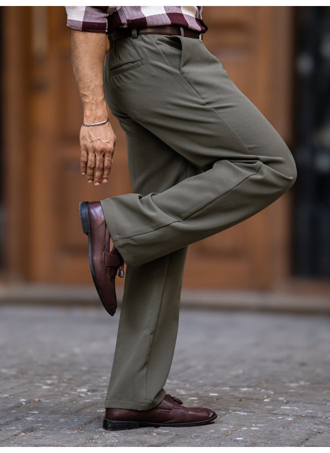 Maniac Maniac Mens Solid Mist Green Woven Fabric Korean Trouser  - Image 4