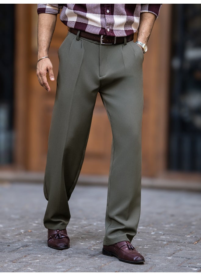 Maniac Maniac Mens Solid Mist Green Woven Fabric Korean Trouser  - Image 1
