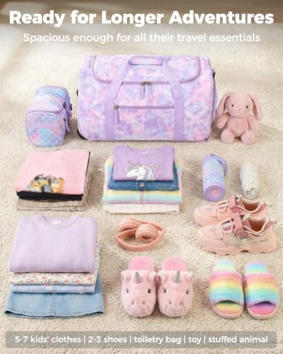Choco Mocha Girls Suitcase with Wheels, Kids Rolling Duffle Bag Luggage for Travel 22inch, Gradual Pink - Image 3