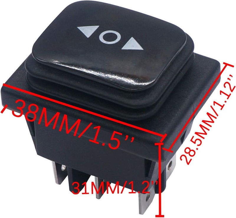 TWTADE Waterproof Polarity Reverse Switch Latching DC 12V 10A Motor Control 6 Pin 3 Position ON-Off-ON AC 110V-220V Boat Rocker Toggle Switch with Wire KCD4-203-JT - Image 2