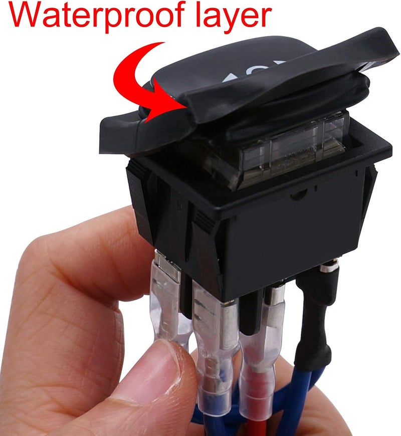 TWTADE Waterproof Polarity Reverse Switch Latching DC 12V 10A Motor Control 6 Pin 3 Position ON-Off-ON AC 110V-220V Boat Rocker Toggle Switch with Wire KCD4-203-JT - Image 5