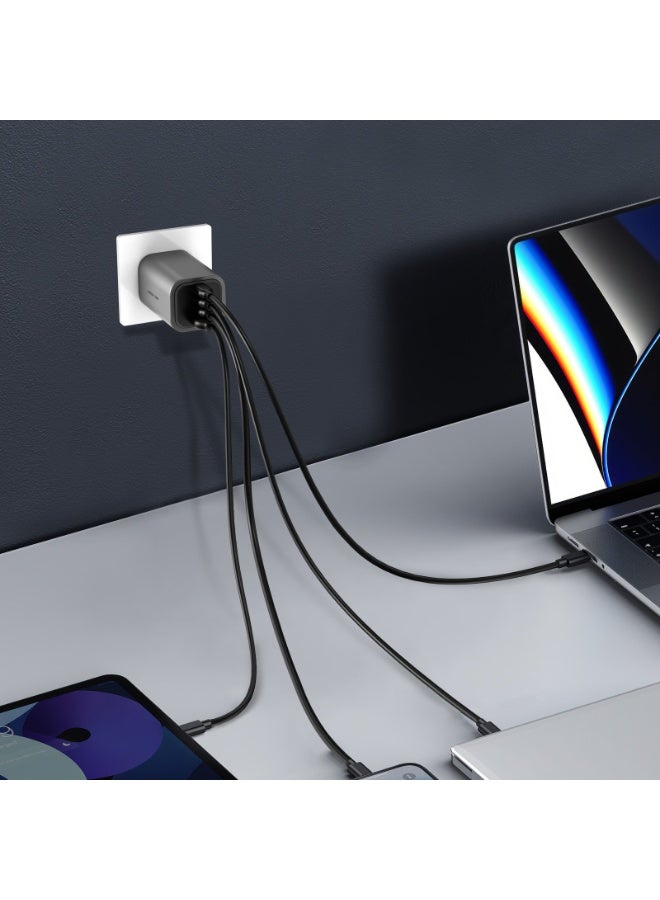 GREEN LION Premium Series UK Plug Wall Charger - 4 Port, PD 100W, C to C Cable / Foldable Plug / GaNStorm Technology - Grey - Image 2