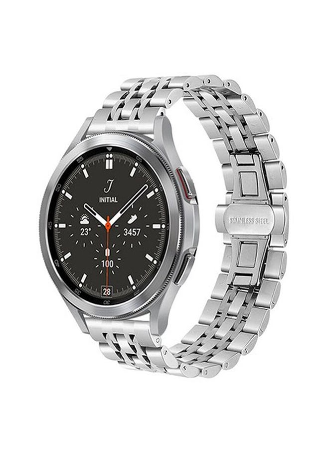 O Ozone Metal Band For Samsung Galaxy Watch 7 6 5 4 FE 40mm 44mm 45mm/Galaxy Watch 6 4 Classic 43mm 47mm 42mm 46mm Solid Stainless Steel  Strap- Silver  - Image 1
