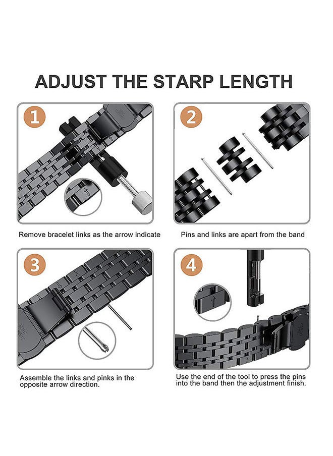 O Ozone Metal Band For Samsung Galaxy Watch 7 6 5 4 FE 40mm 44mm 45mm/Galaxy Watch 6 4 Classic 43mm 47mm 42mm 46mm Solid Stainless Steel  Strap- Silver  - Image 5