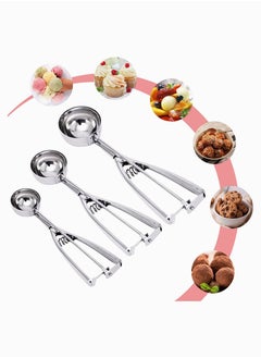 Cookie Scoop Set - Small/1 Tablespoon, Medium/2 Tablespoon, Large/3 Tablespoon - Ice Cream Scoop Set, 18/8 Stainless Steel Dough Scoop Cupcake Scoop