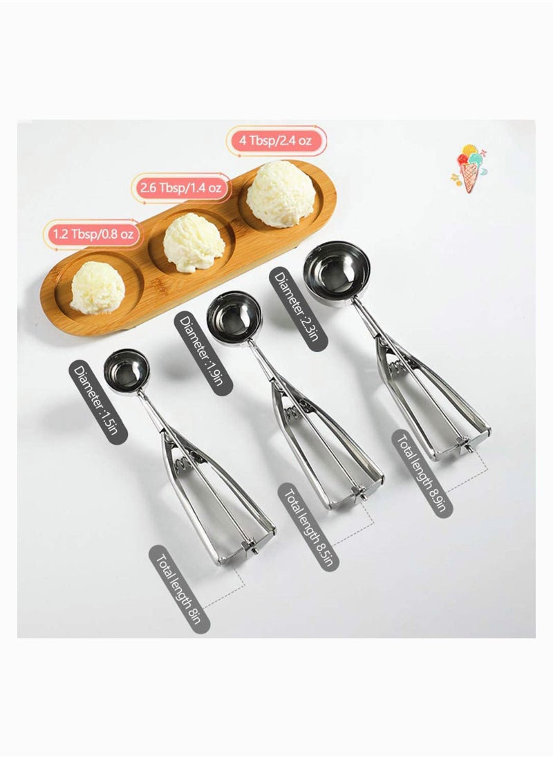 Generic - Cookie Scoop Set - Small/1 Tablespoon, Medium/2 Tablespoon, Large/3 Tablespoon - Ice Cream Scoop Set, 18/8 Stainless Steel Dough Scoop Cupcake Scoop - Image 1