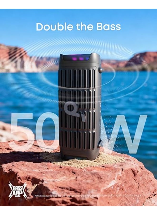 AnkerWork Outdoor Bluetooth Speaker, Heavy Duty, IP68, Floating, Salt Water Resistant, BassUp 2.0, Portable Speaker 50W, Bluetooth 5.3, 16 Hours, TWS, Kayak/Fishing/Camping - Image 4