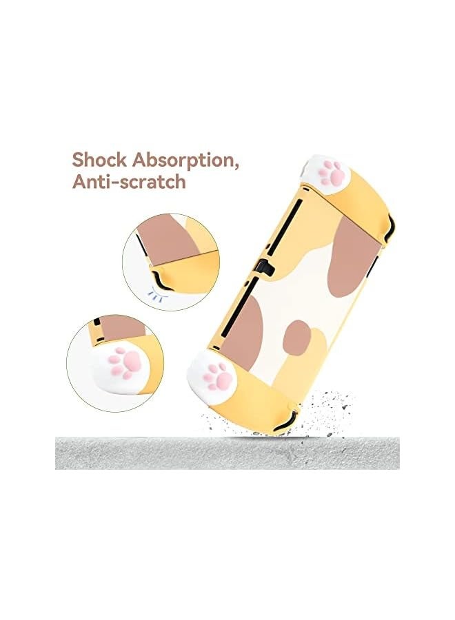 PROMASS Cute Cat Paw Ergonomic Protective Case Cover Compatible with Nintendo Switch OLED Console and Joy Con, Shock-Absorption and Anti-Scratch Slim Cover Skin for Switch OLED Model - Image 2