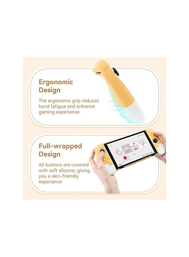 PROMASS Cute Cat Paw Ergonomic Protective Case Cover Compatible with Nintendo Switch OLED Console and Joy Con, Shock-Absorption and Anti-Scratch Slim Cover Skin for Switch OLED Model - Image 3