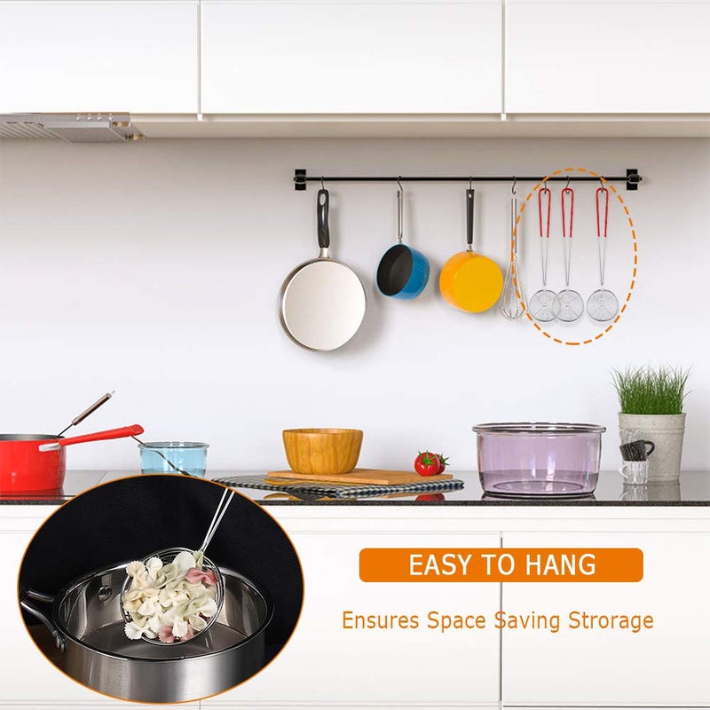Heqishun 8 Pieces Stainless Steel Spider Strainer Spoon Small Wire Skimmer Colander with Handle for Hot Pot, Tortellini and Meatball  - Image 4