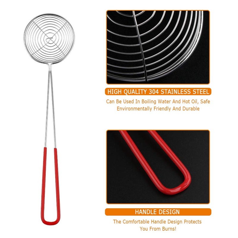 Heqishun 8 Pieces Stainless Steel Spider Strainer Spoon Small Wire Skimmer Colander with Handle for Hot Pot, Tortellini and Meatball  - Image 5