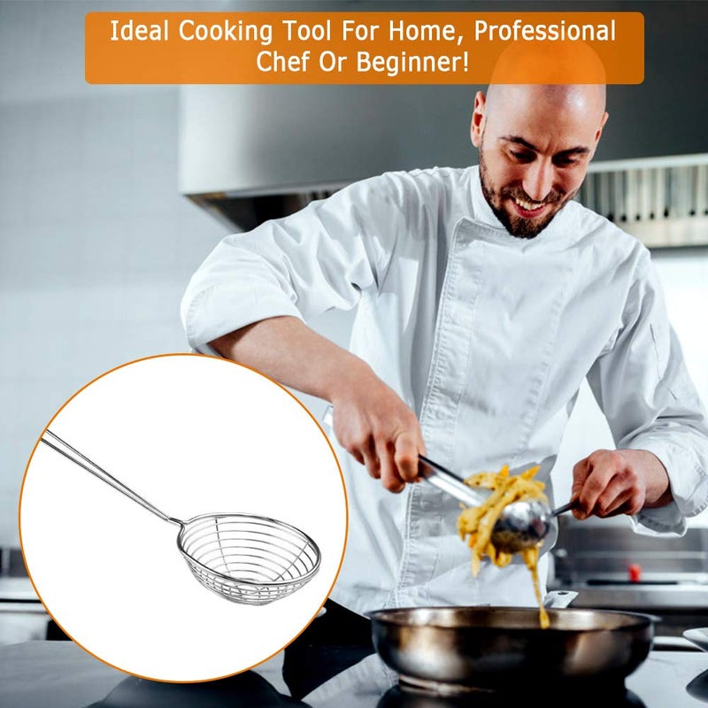 Heqishun 8 Pieces Stainless Steel Spider Strainer Spoon Small Wire Skimmer Colander with Handle for Hot Pot, Tortellini and Meatball  - Image 2